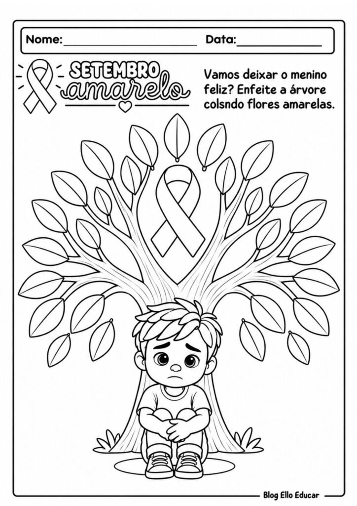 Atividades sobre Setembro Amarelo para Educação Infantil