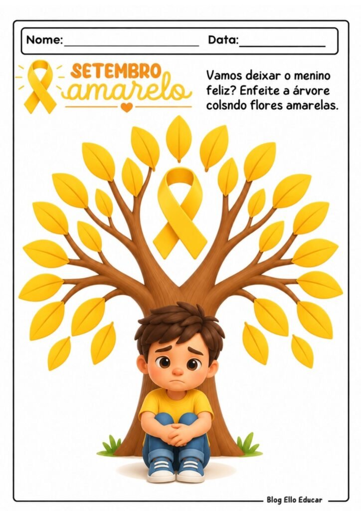 Atividades sobre Setembro Amarelo para Educação Infantil