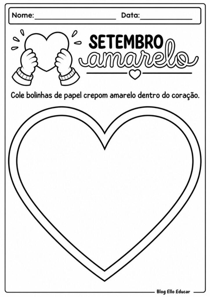 Atividades sobre Setembro Amarelo para Educação Infantil