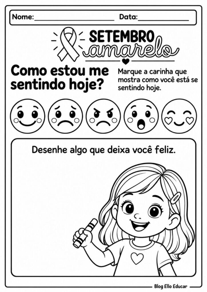 Atividades sobre Setembro Amarelo para Educação Infantil