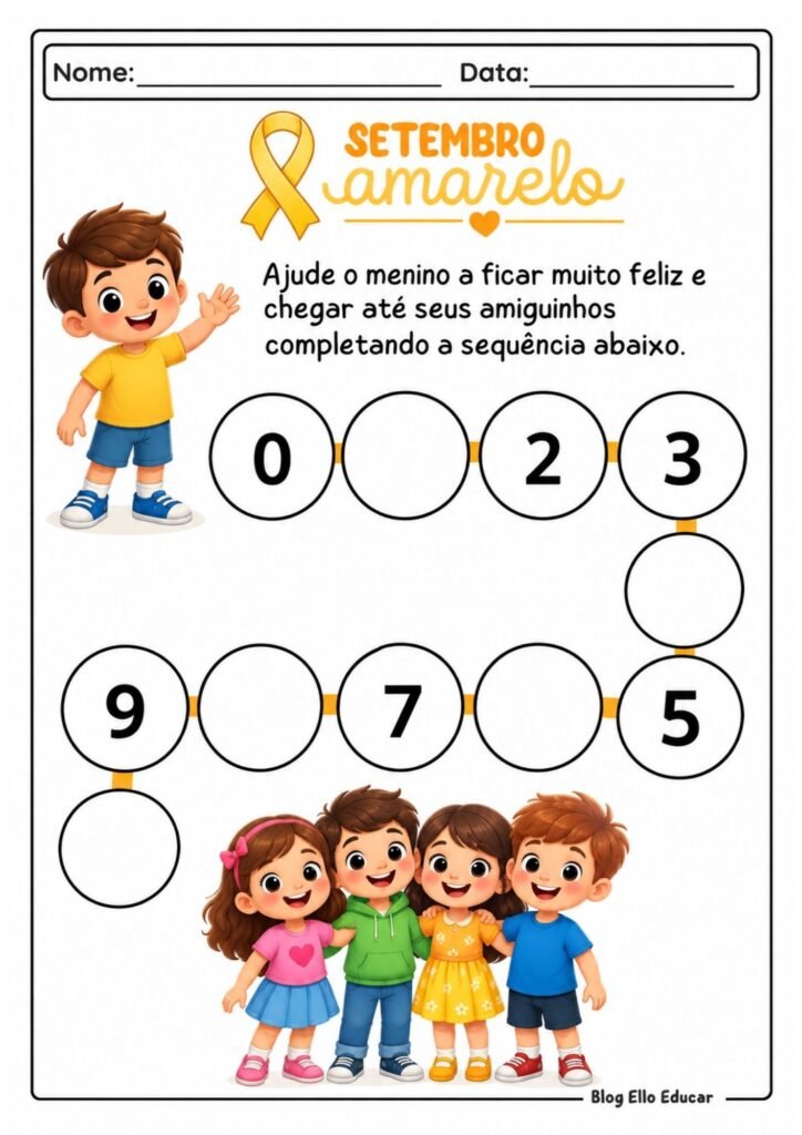 Atividades sobre Setembro Amarelo para Educação Infantil