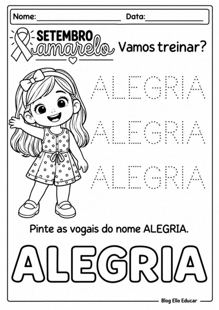 Atividades sobre Setembro Amarelo para Educação Infantil