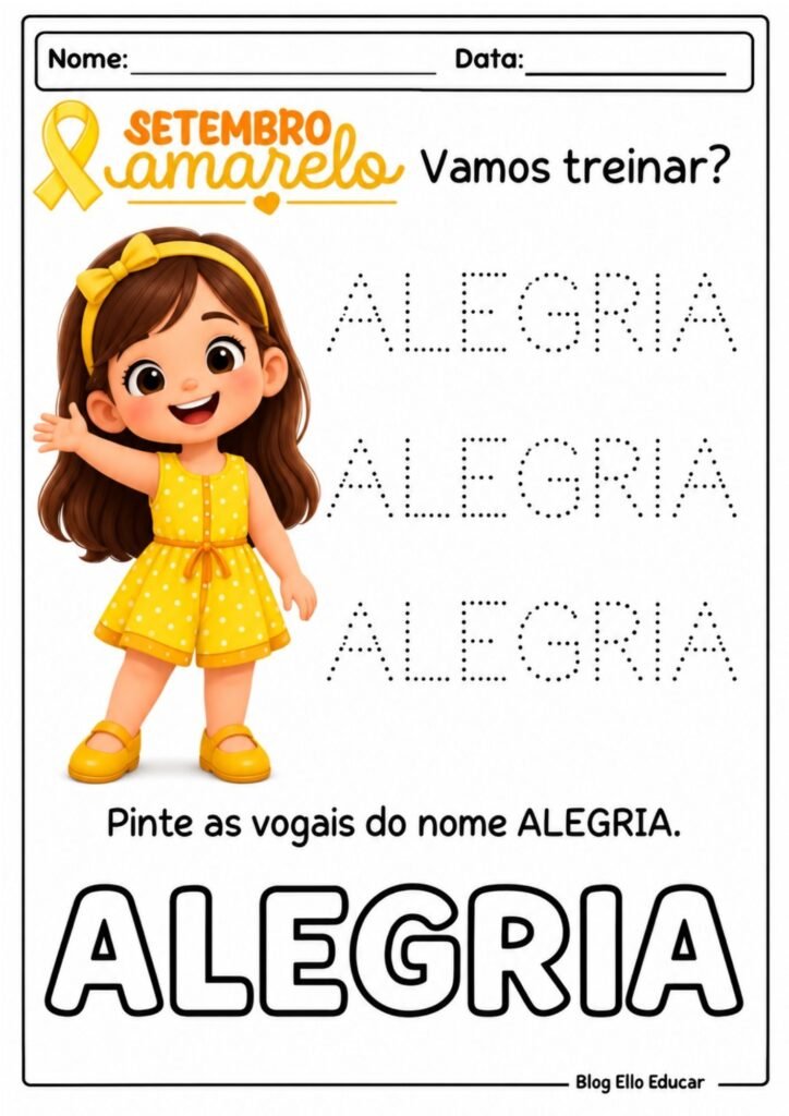 Atividades sobre Setembro Amarelo para Educação Infantil