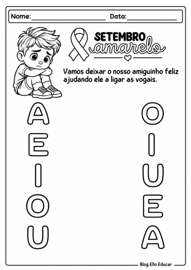 Atividades sobre Setembro Amarelo para Educação Infantil