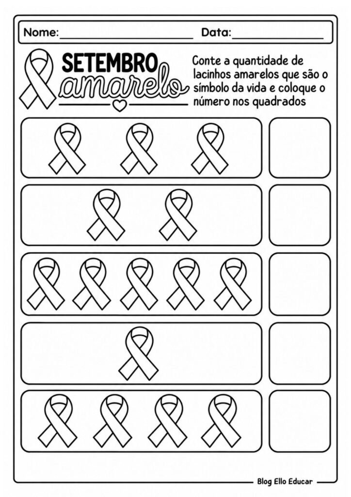 Atividades sobre Setembro Amarelo para Educação Infantil