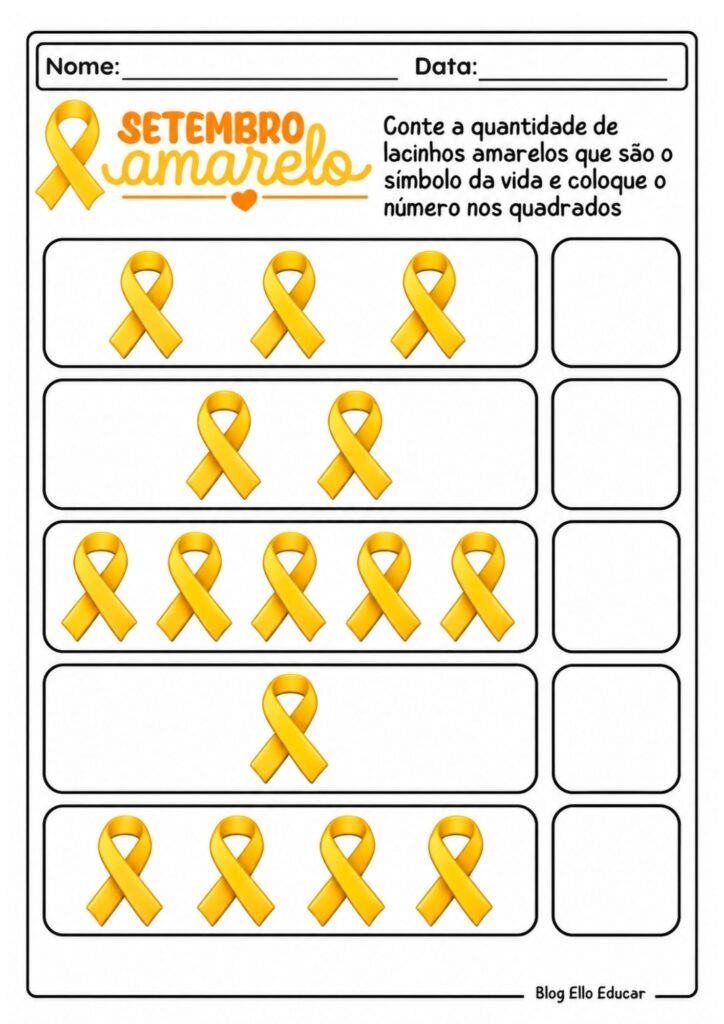 Atividades sobre Setembro Amarelo para Educação Infantil
