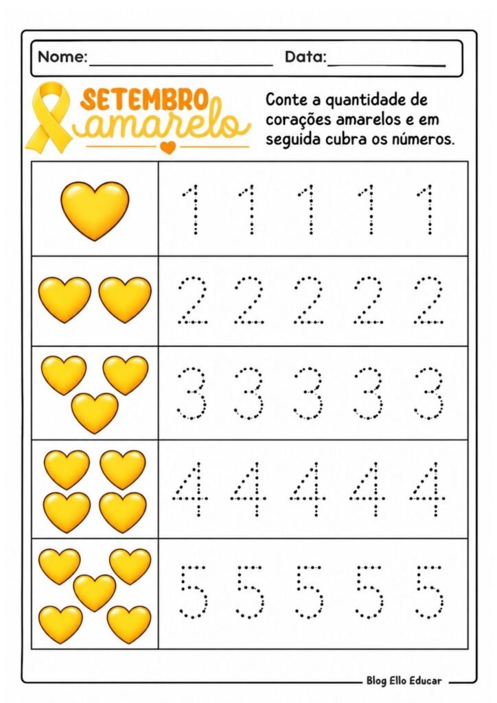 Atividades sobre Setembro Amarelo para Educação Infantil
