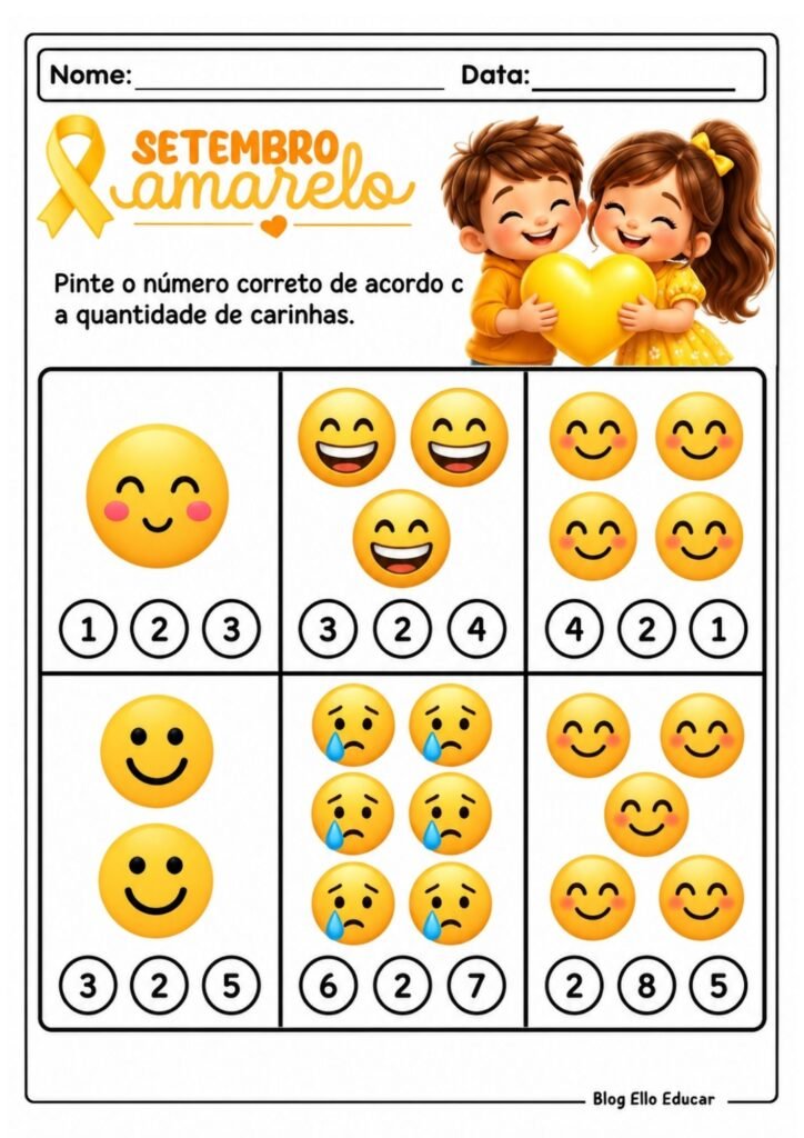 Atividades sobre Setembro Amarelo para Educação Infantil