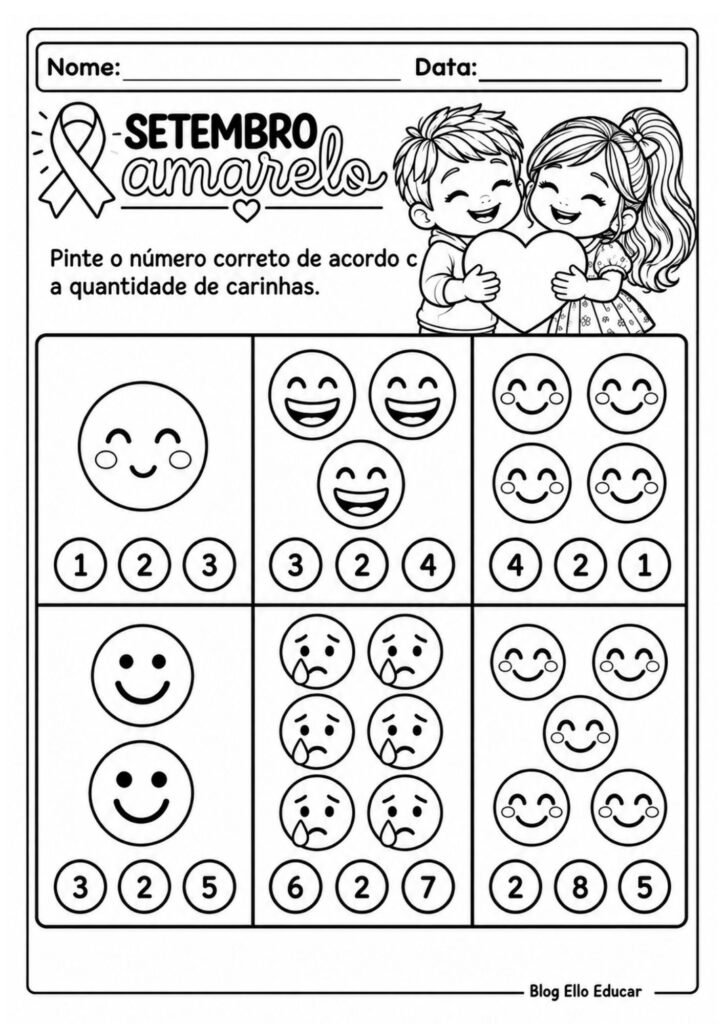 Atividades sobre Setembro Amarelo para Educação Infantil