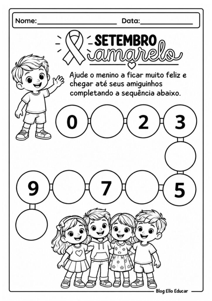 Atividades sobre Setembro Amarelo para Educação Infantil