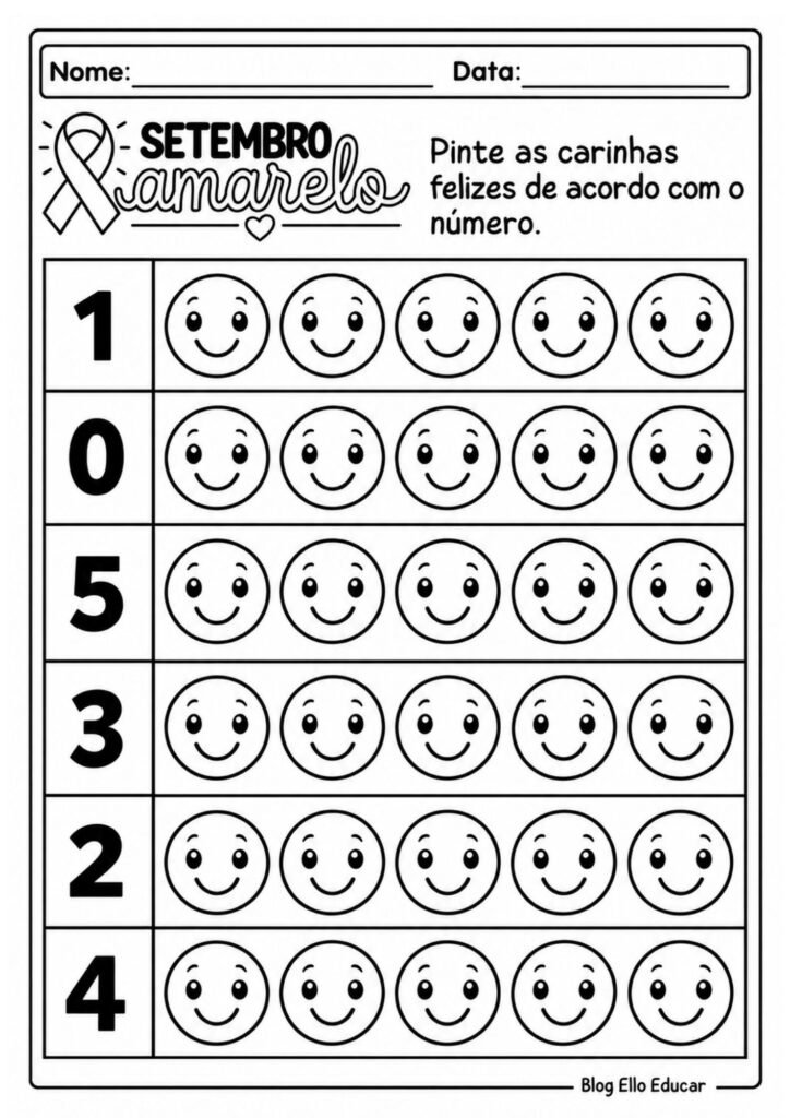 Atividades sobre Setembro Amarelo para Educação Infantil