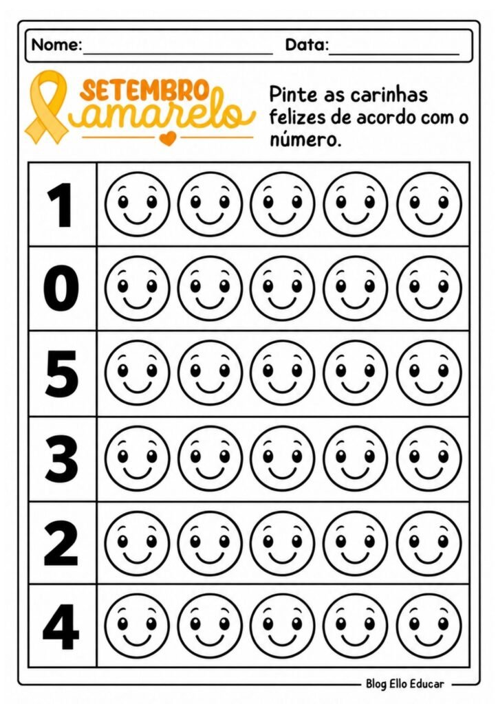 Atividades sobre Setembro Amarelo para Educação Infantil