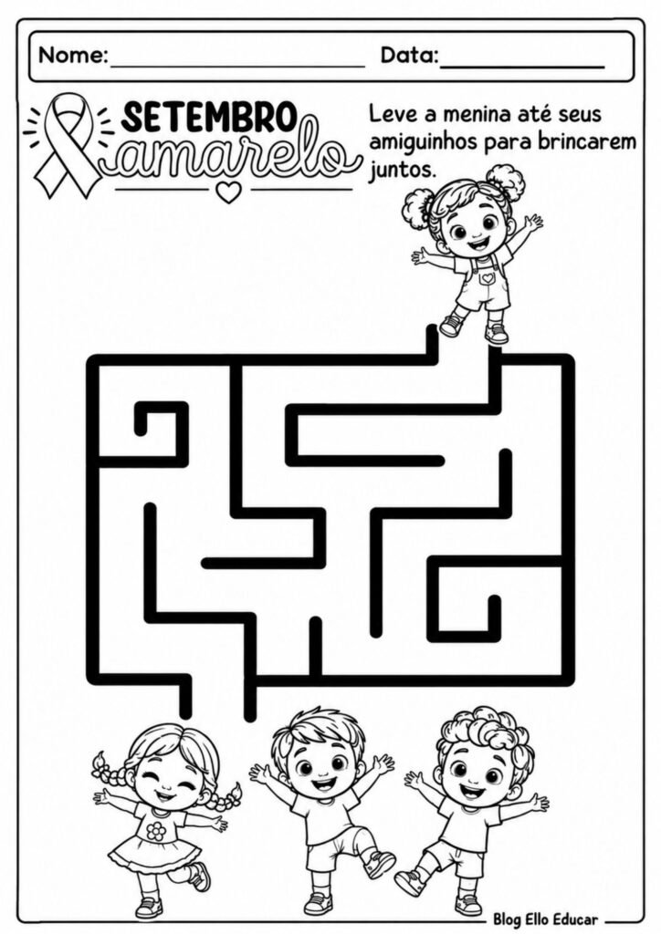 Atividades sobre Setembro Amarelo para Educação Infantil