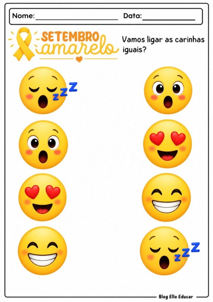Atividades sobre Setembro Amarelo para Educação Infantil