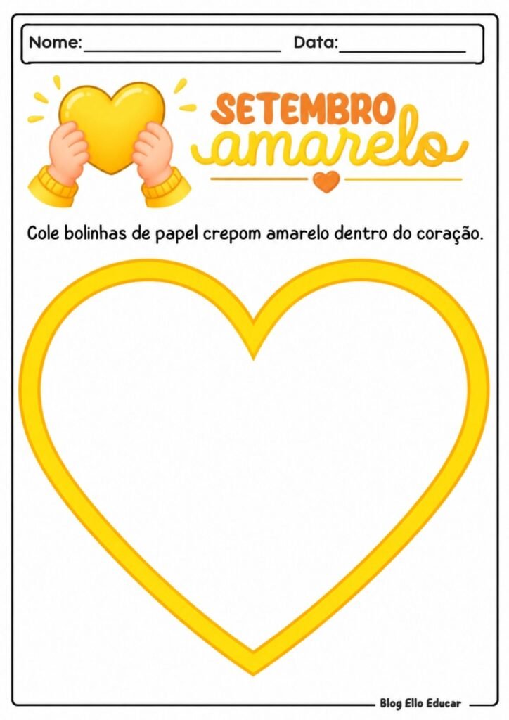 Atividades sobre Setembro Amarelo para Educação Infantil
