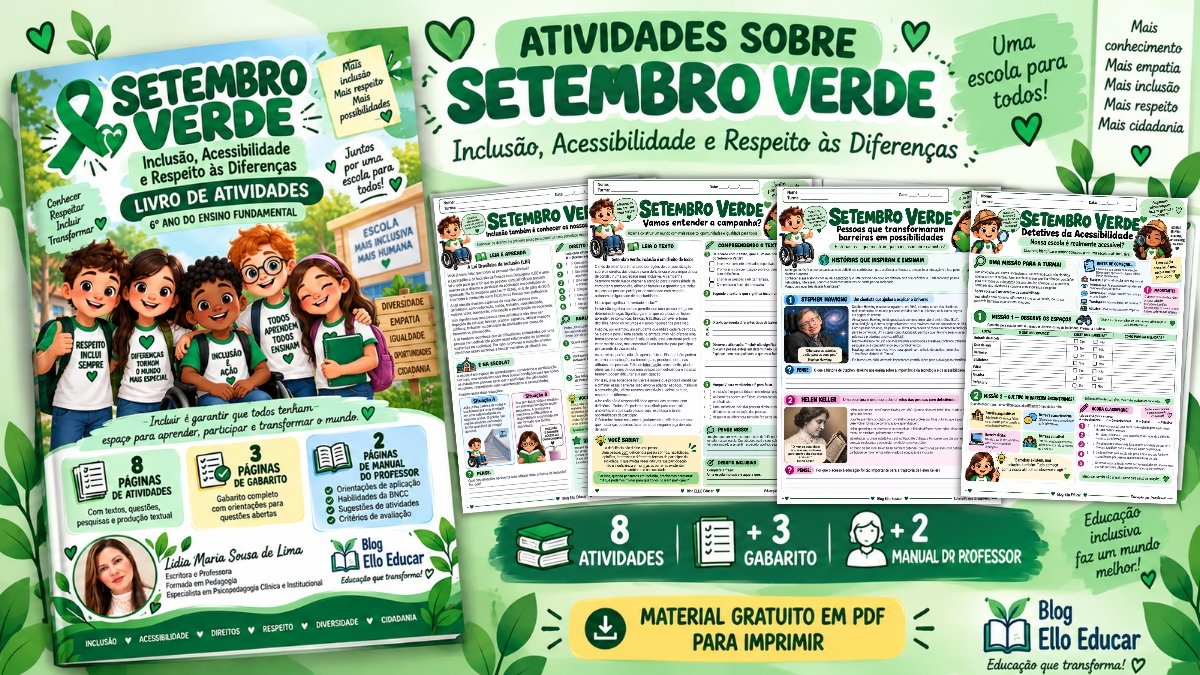 Atividades sobre Setembro Verde para 6º ano: livro gratuito em PDF
