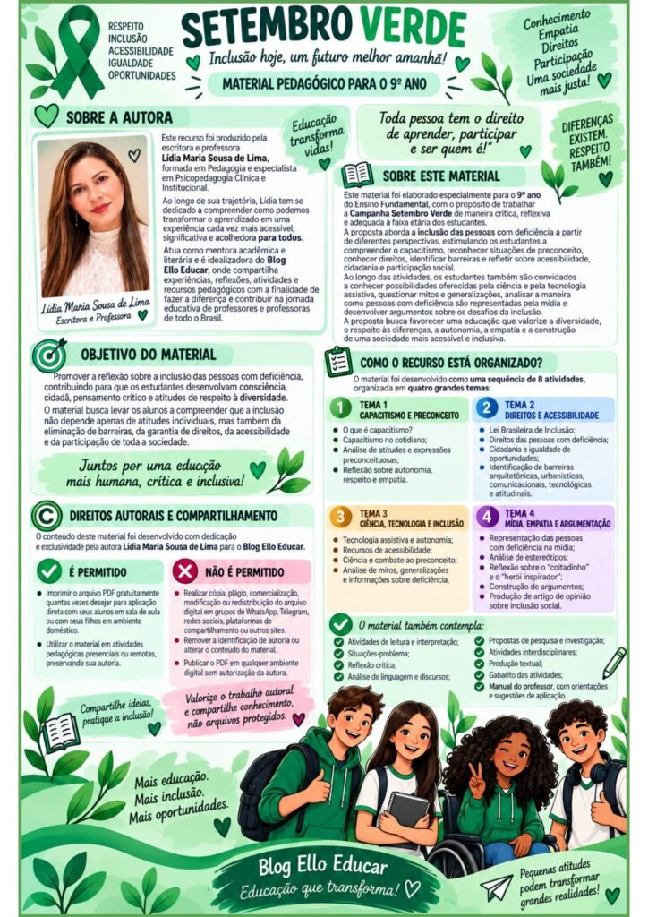 Atividades sobre Setembro Verde para 9º ano