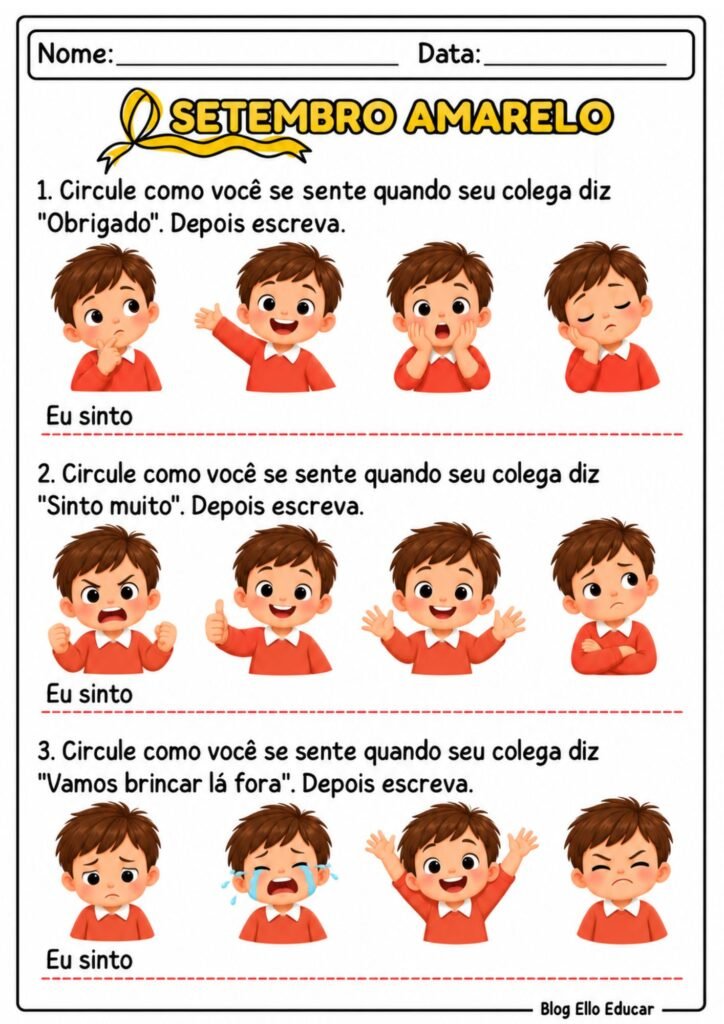 Atividades sobre o Setembro Amarelo