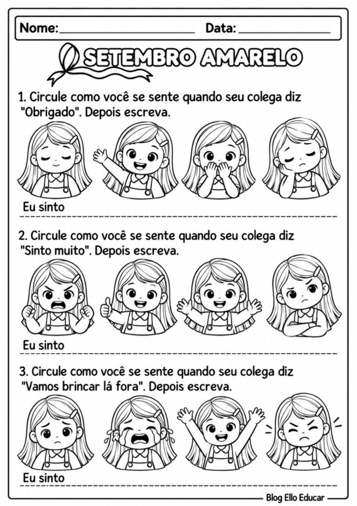 Atividades sobre o Setembro Amarelo
