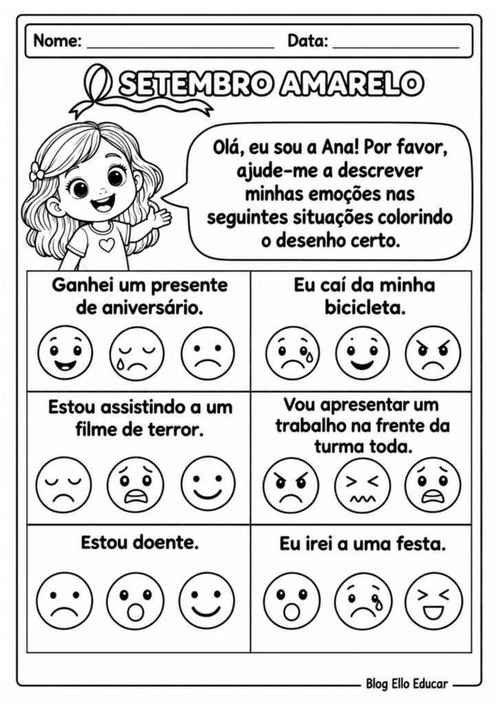 Atividades sobre o Setembro Amarelo