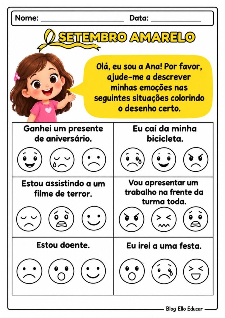 Atividades sobre o Setembro Amarelo