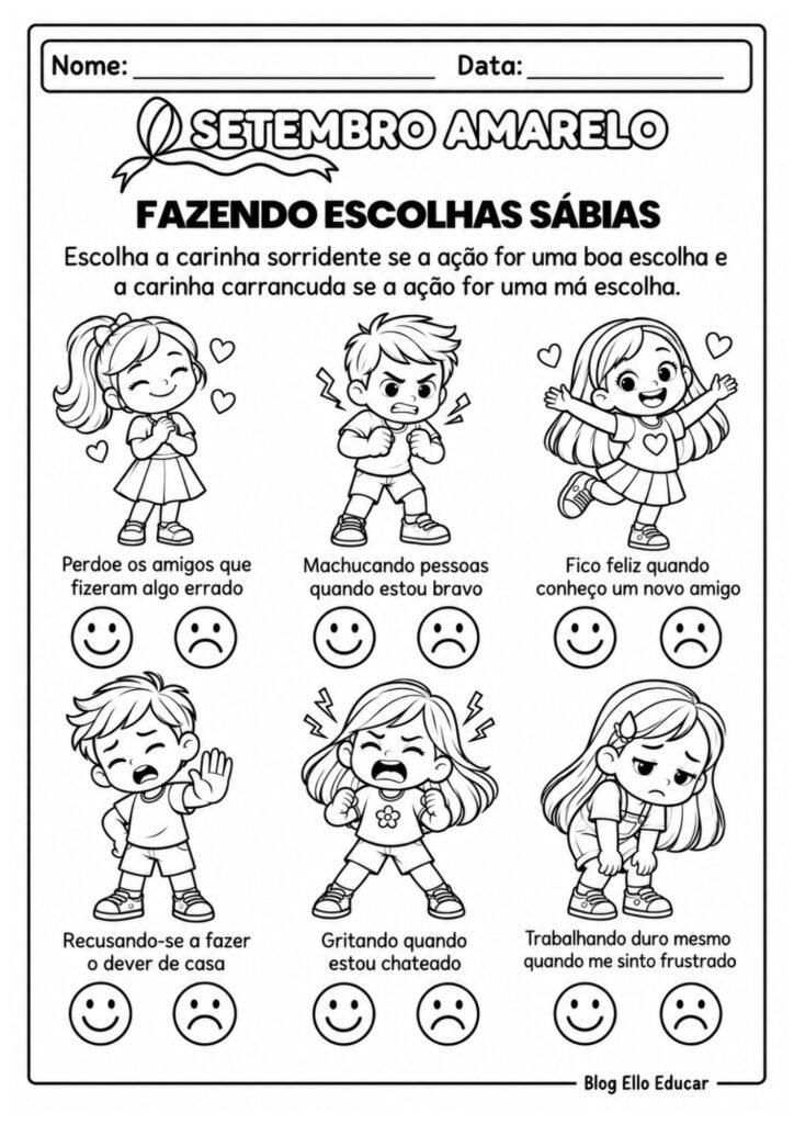 Atividades sobre o Setembro Amarelo