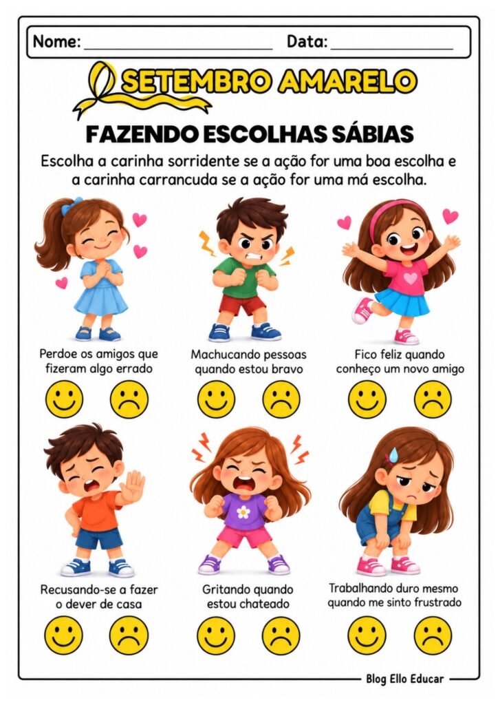 Atividades sobre o Setembro Amarelo