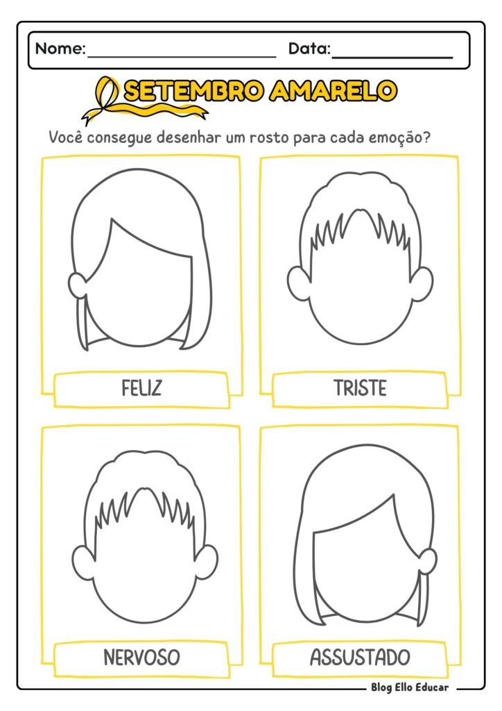 Atividades sobre o Setembro Amarelo