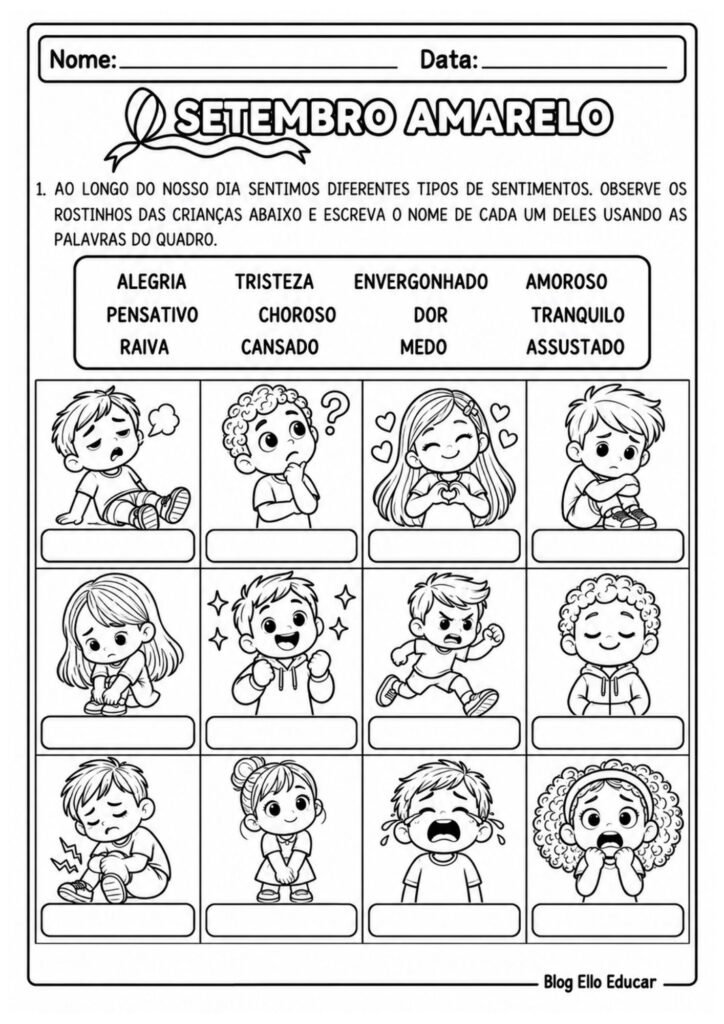 Atividades sobre o Setembro Amarelo