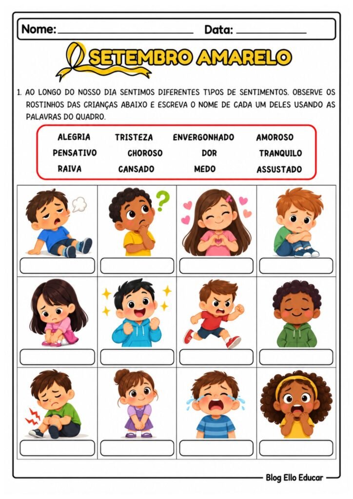 Atividades sobre o Setembro Amarelo