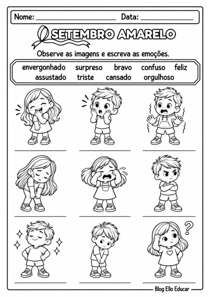 Atividades sobre o Setembro Amarelo