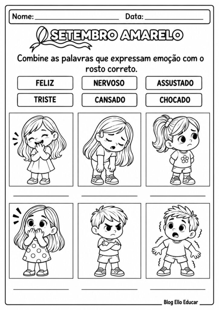 Atividades sobre o Setembro Amarelo