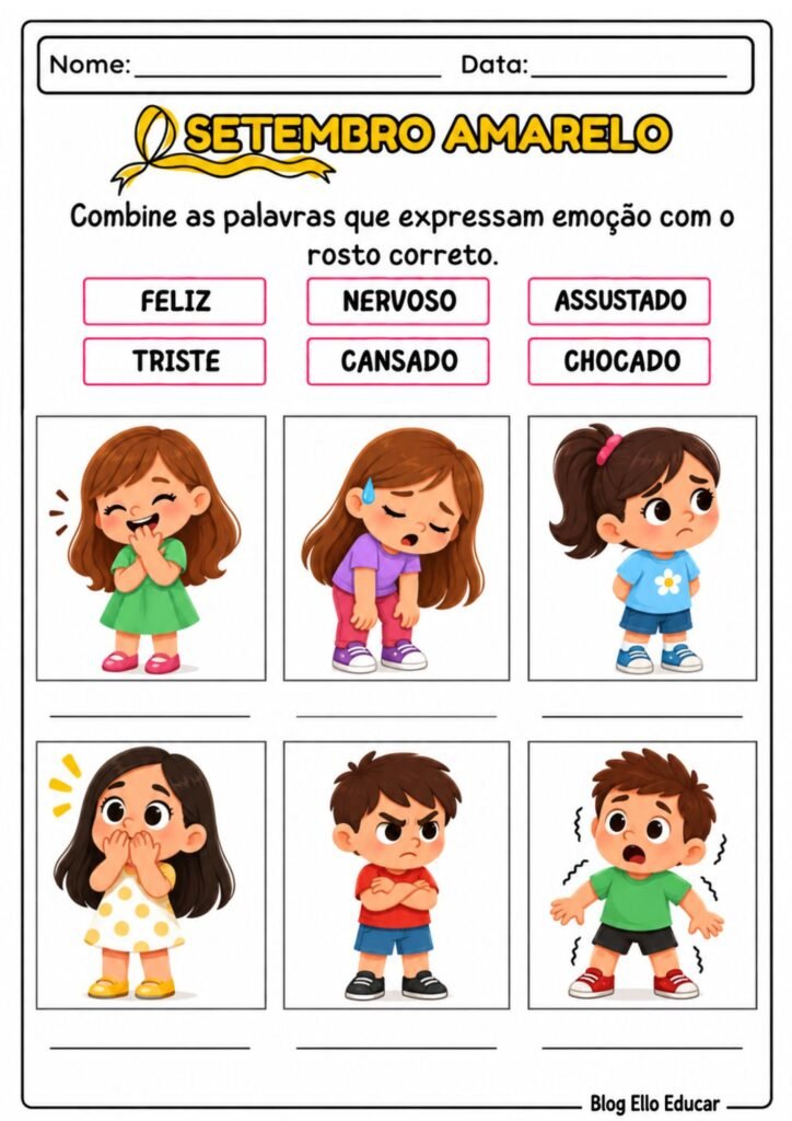 Atividades sobre o Setembro Amarelo