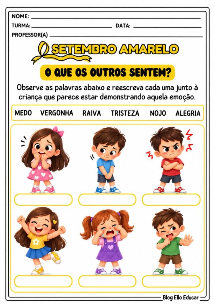 Atividades sobre o Setembro Amarelo