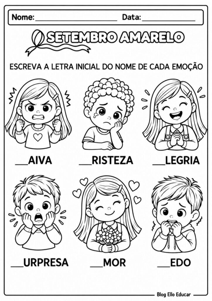 Atividades sobre o Setembro Amarelo