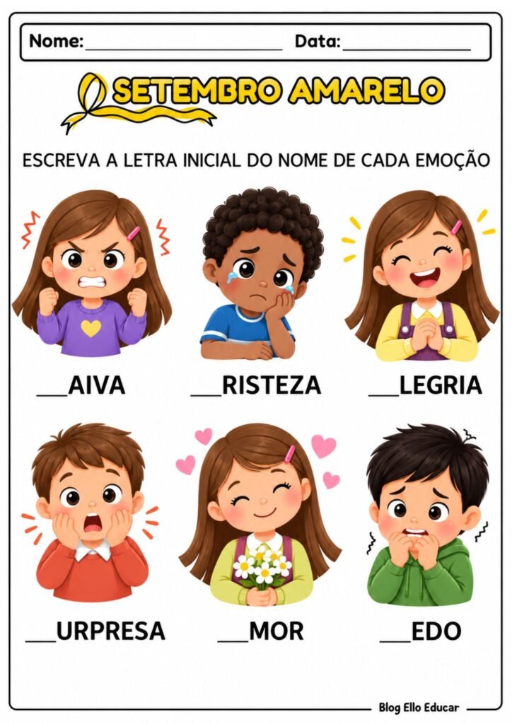 Atividades sobre o Setembro Amarelo