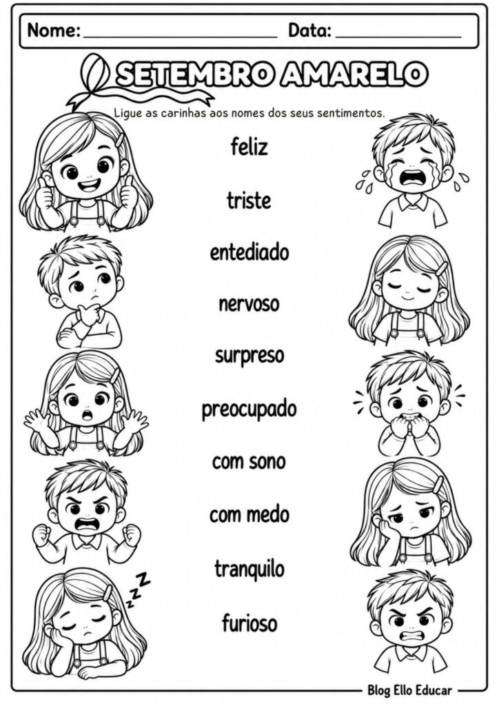 Atividades sobre o Setembro Amarelo