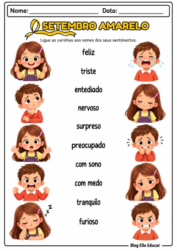 Atividades sobre o Setembro Amarelo