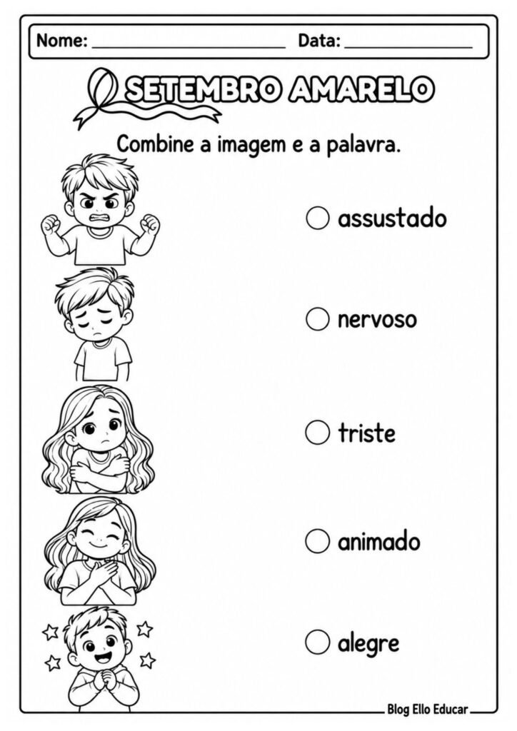 Atividades sobre o Setembro Amarelo