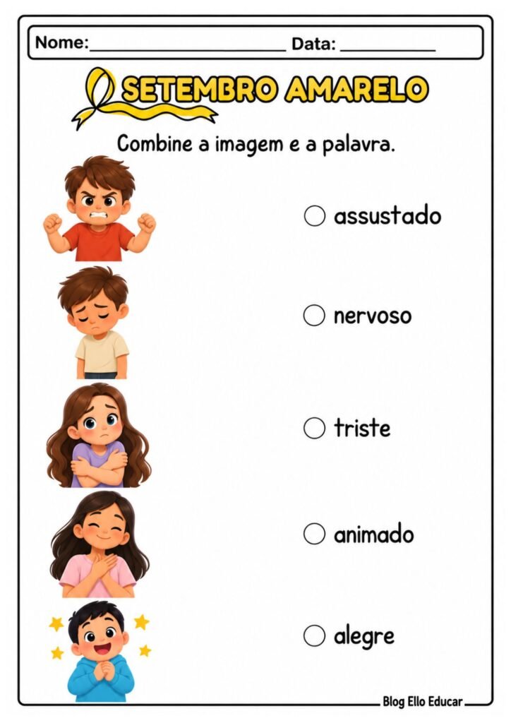 Atividades sobre o Setembro Amarelo
