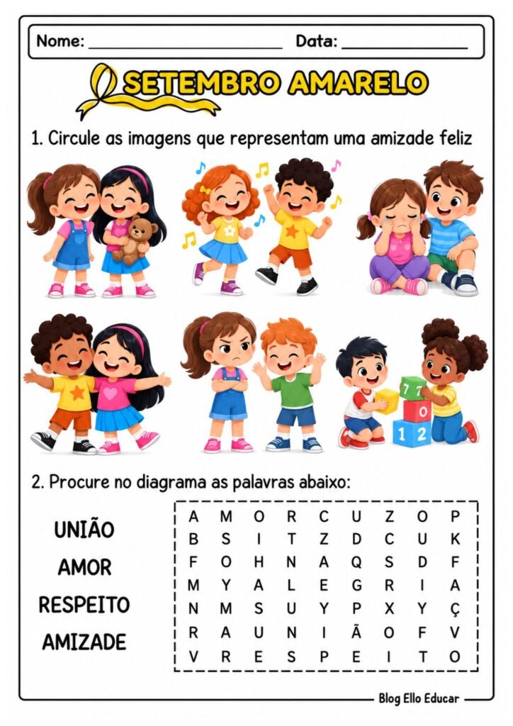 Atividades sobre o Setembro Amarelo