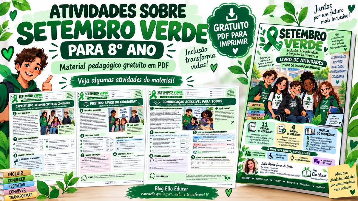 Atividades sobre Setembro Verde para 8º ano: material gratuito em PDF