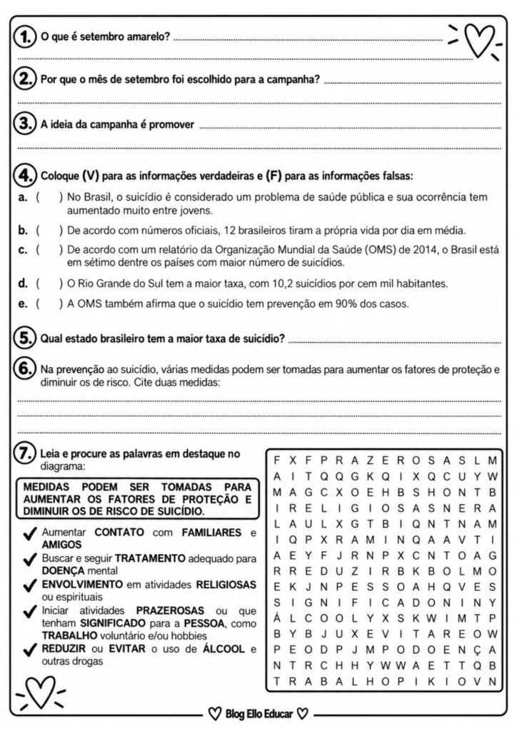 Texto sobre Setembro Amarelo como interpretação