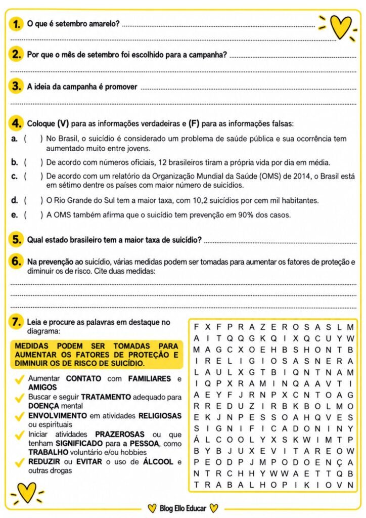 Texto sobre Setembro Amarelo como interpretação