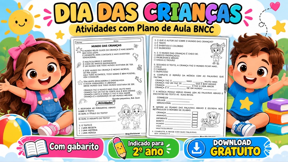 Atividades do Dia das Crianças 2º ano: material gratuito com plano de aula