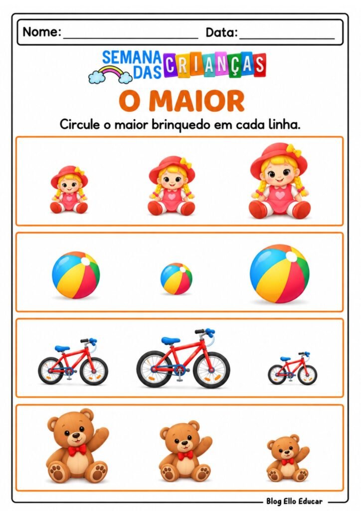 Atividades do Dia das Crianças Educação Infantil