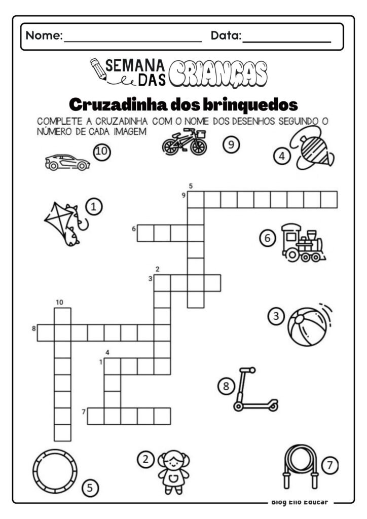 Atividades do Dia das crianças alfabetização 