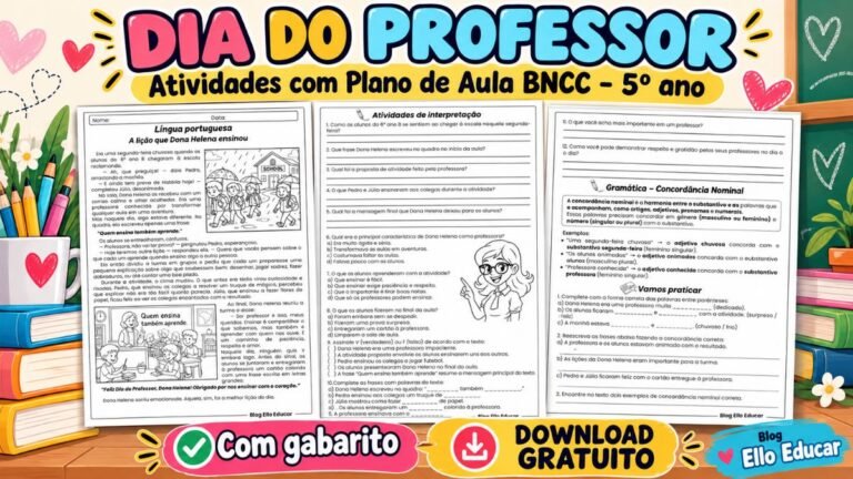 Atividades do Dia do professor 5º ano