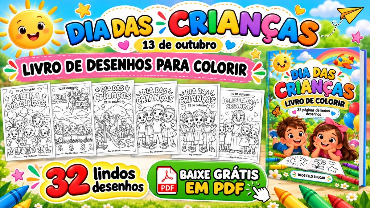 Desenhos do Dia das Crianças para colorir: Livro gratuito para download!